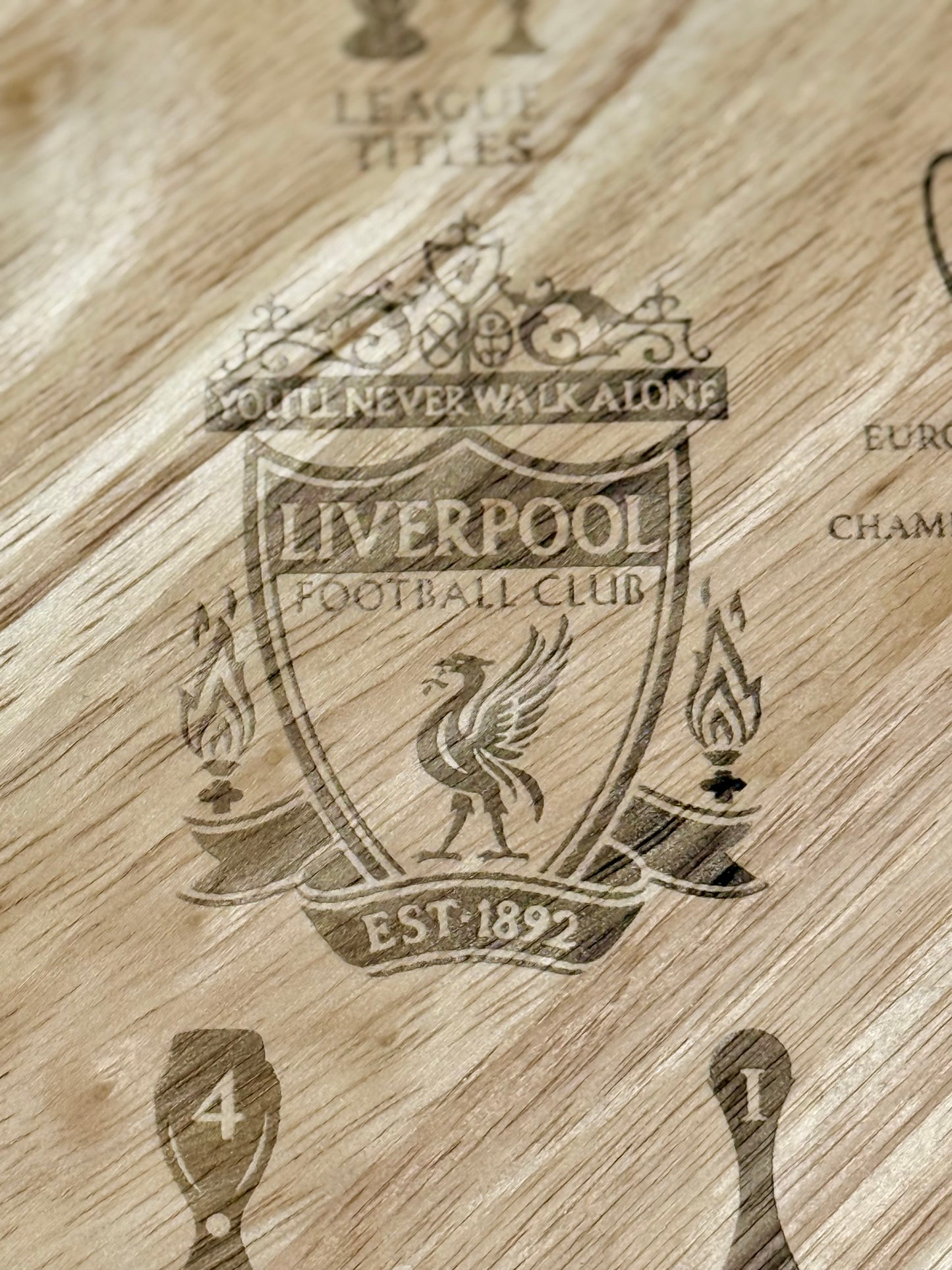 Liverpool FC Trophy Wall Inspired Chopping Board