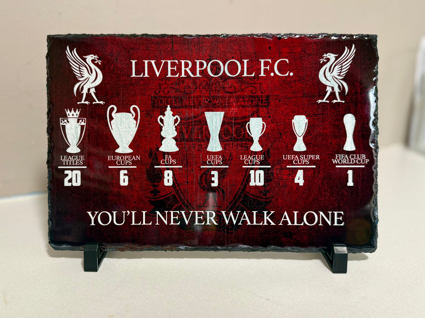 Liverpool FC Trophy Wall Inspired artwork Natural Causeway Rock Slate