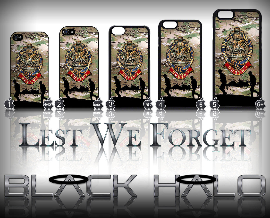 THE QUEENS REGIMENT MULTI-CAM ★ CASE/COVER FOR APPLE IPHONE 4,4S,5,5S,5C,6 & 6 PLUS - Black Halo Design