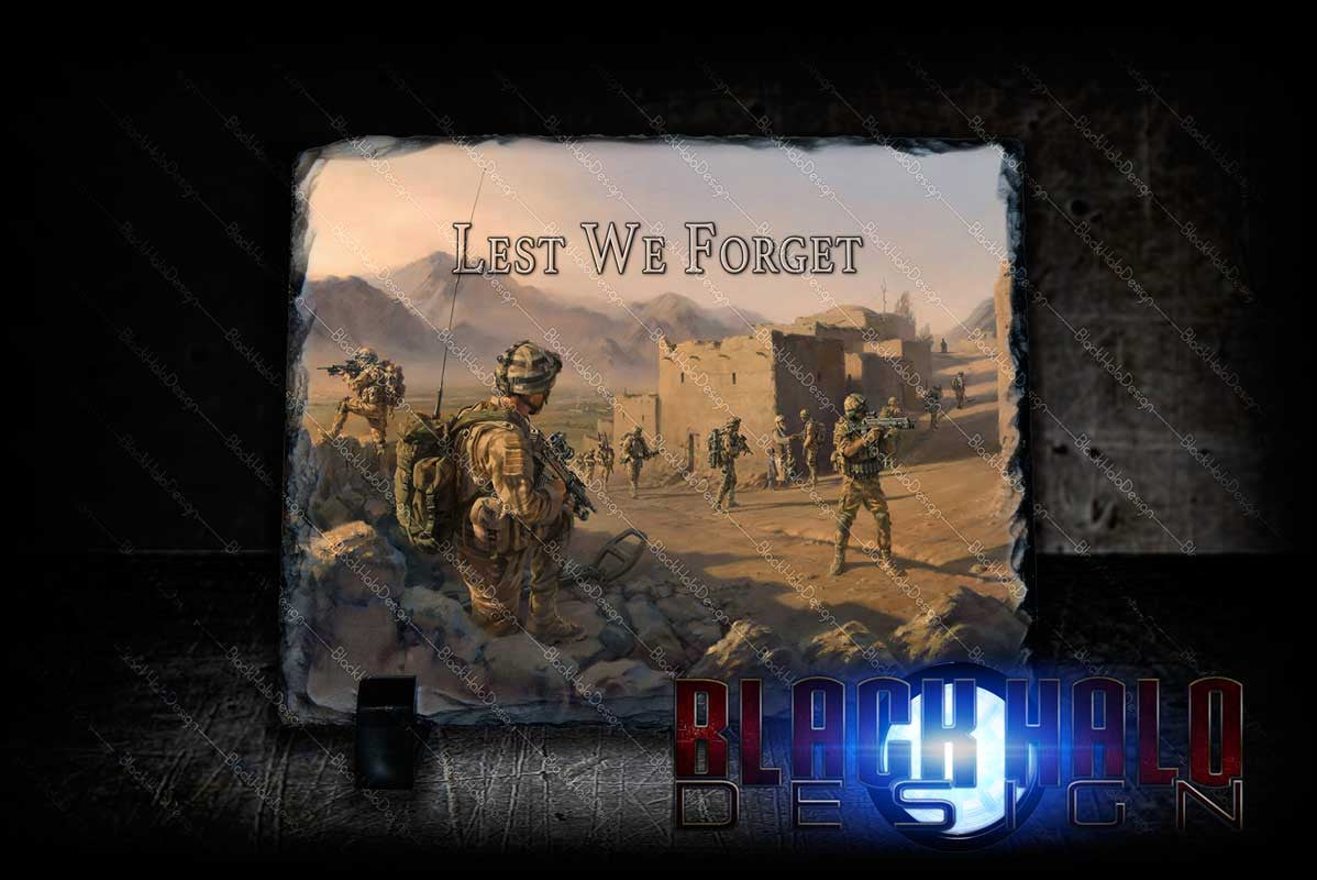 Lest We Forget British Army Rectangular Natural Rock Slate Afghanistan (Can Be Personalised)