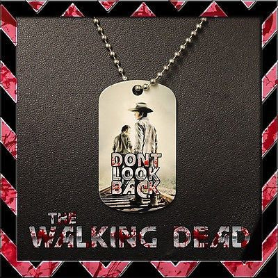 ★ THE WALKING DEAD (RICK & CARL)★ DOG TAG NECKLACE KEYRING/KEY CHAIN (DOGTAG) #9 - Black Halo Design