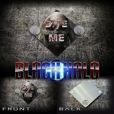 THE WALKING DEAD ZOMBIE BITE ME METAL CAR/WINDOW SIGN WITH 2 SUCTION MOUNTS/CUPS - Black Halo Design
