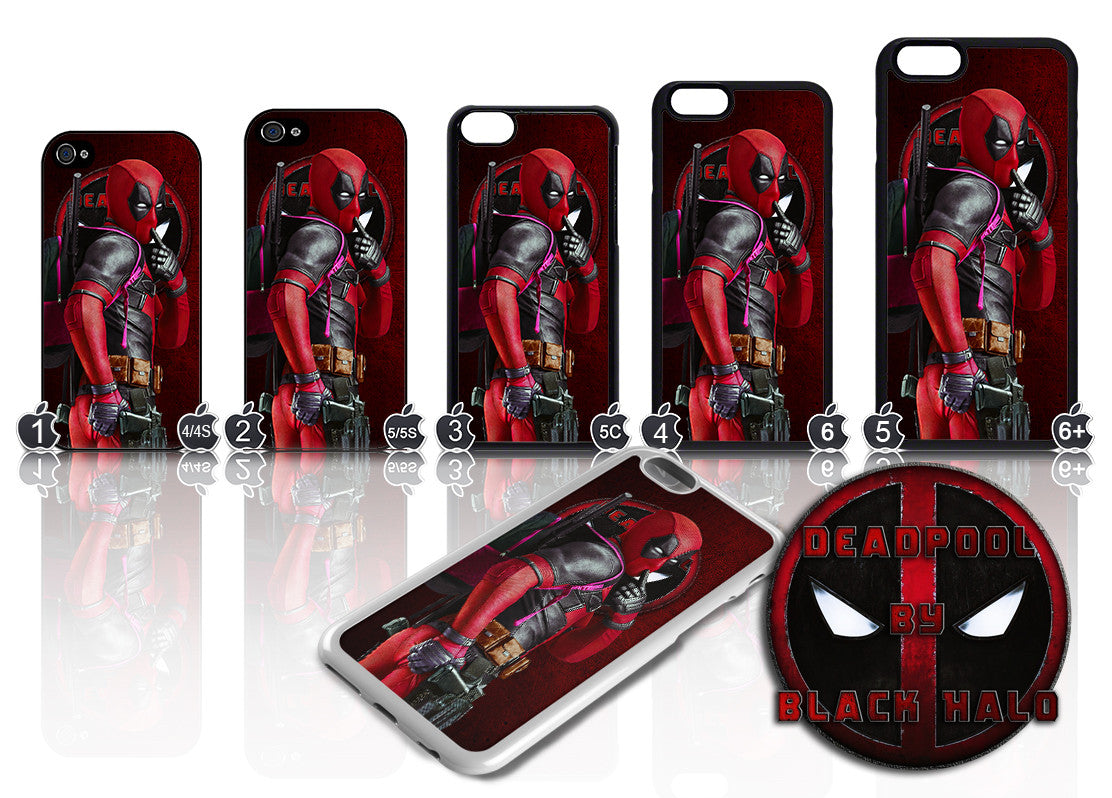NEW Deadpool Case/Cover for choice of Apple iPhone 4-6s Plus - Black Halo Design