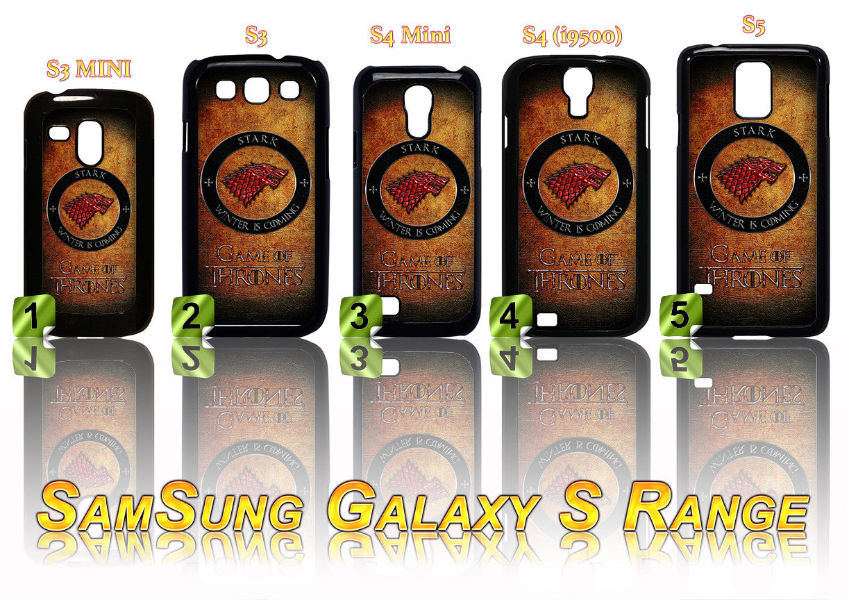 GAME OF THRONES: STARK RED WOLF CASE/COVER FOR SAMSUNG GALAXY S RANGE S3/S4/S5 - Black Halo Design