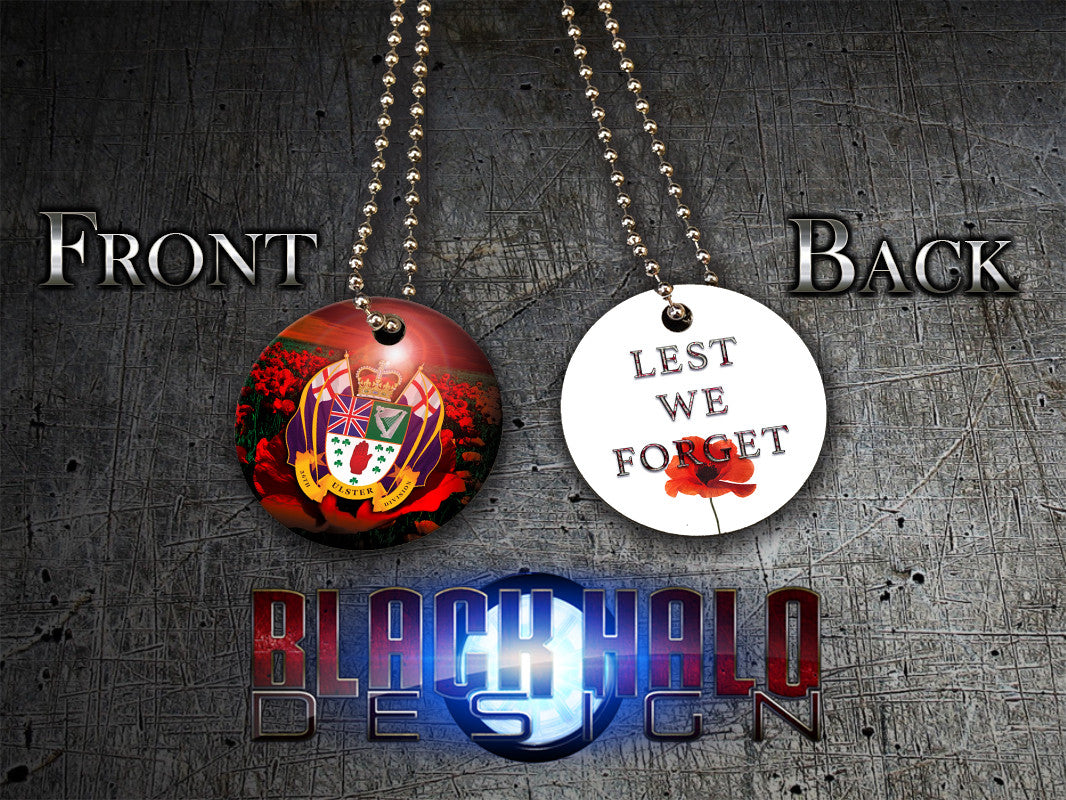 THE 36TH ULSTER DIVISION: POPPY: LEST WE FORGET★ UK STYLE ID DISC/DOG TAG NECKLACE/KEYRING (SOMME) - Black Halo Design
