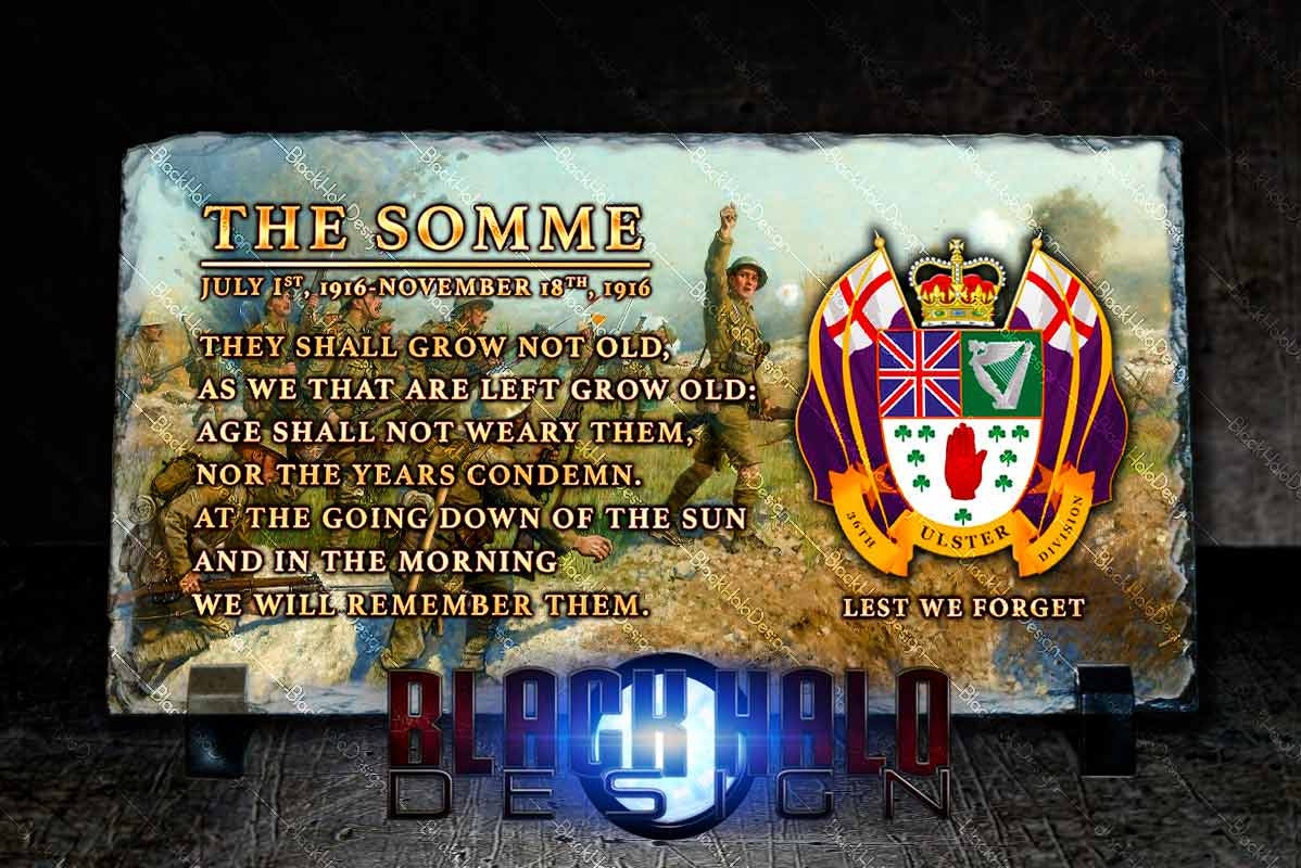Choice of The 36th Ulster Division: The Somme Natural Rock Slate (120mm x 220mm) #Poppy