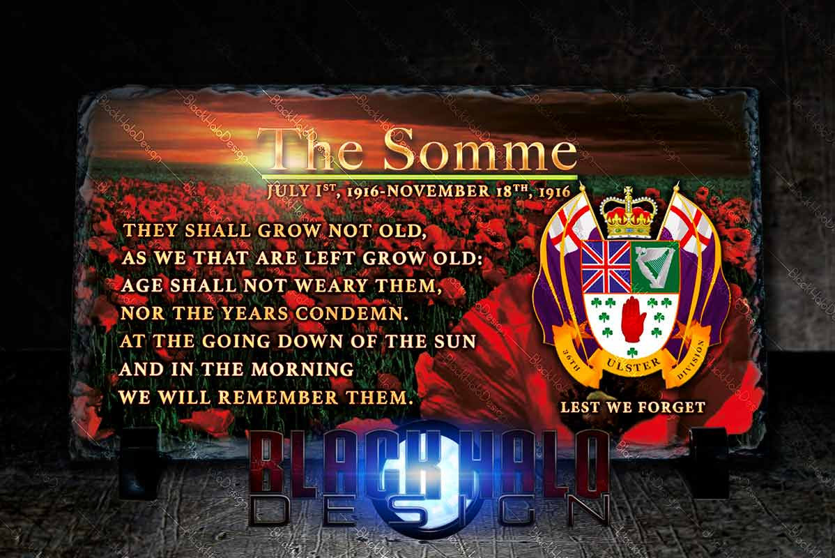 Choice of The 36th Ulster Division: The Somme Natural Rock Slate (120mm x 220mm) #Poppy