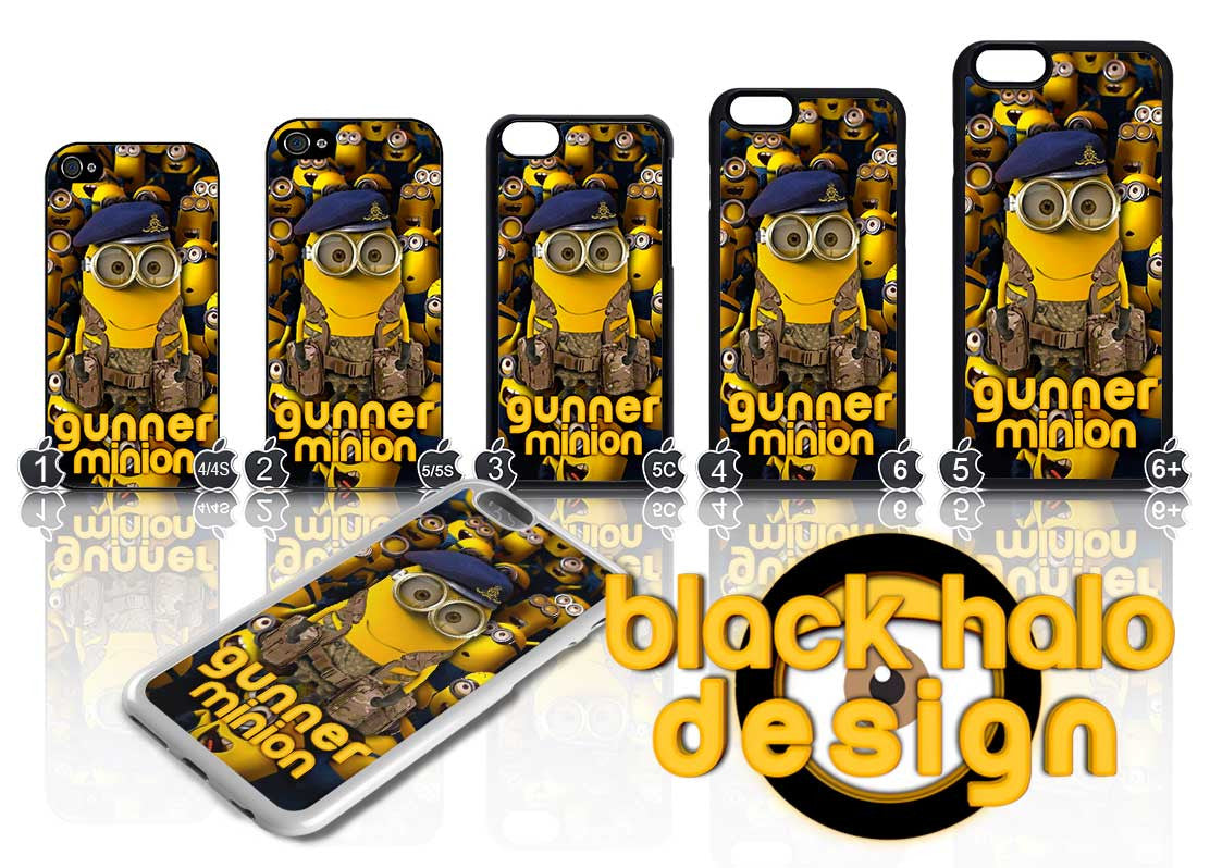 GUNNER MINION: THE REGIMENT OF THE ROYAL ARTILLERY (RA) ★ CASE/COVER FOR APPLE IPHONE 4,4S,5,5S,5C,6 & 6 PLUS - Black Halo Design