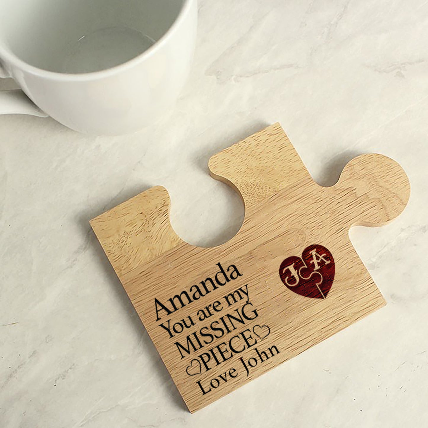 You Are My Missing Piece Personalised Jigsaw Piece Ornate Coaster