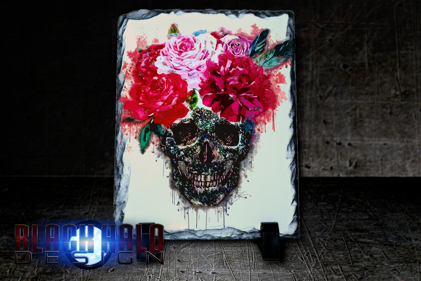 Blooming Skull Natural Rock Slates