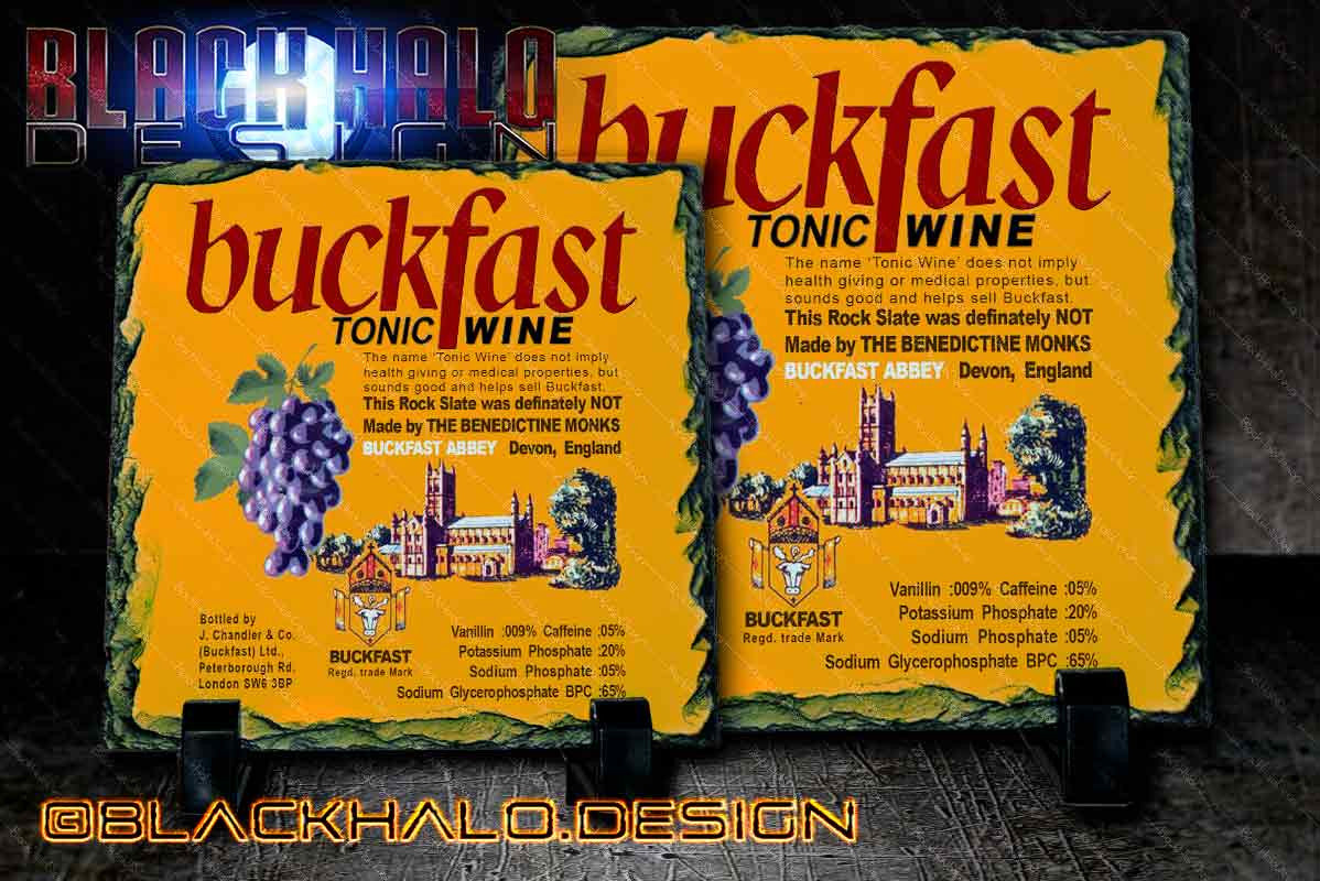 Buckfast Tonic Wine Natural Rock Slate with Stands