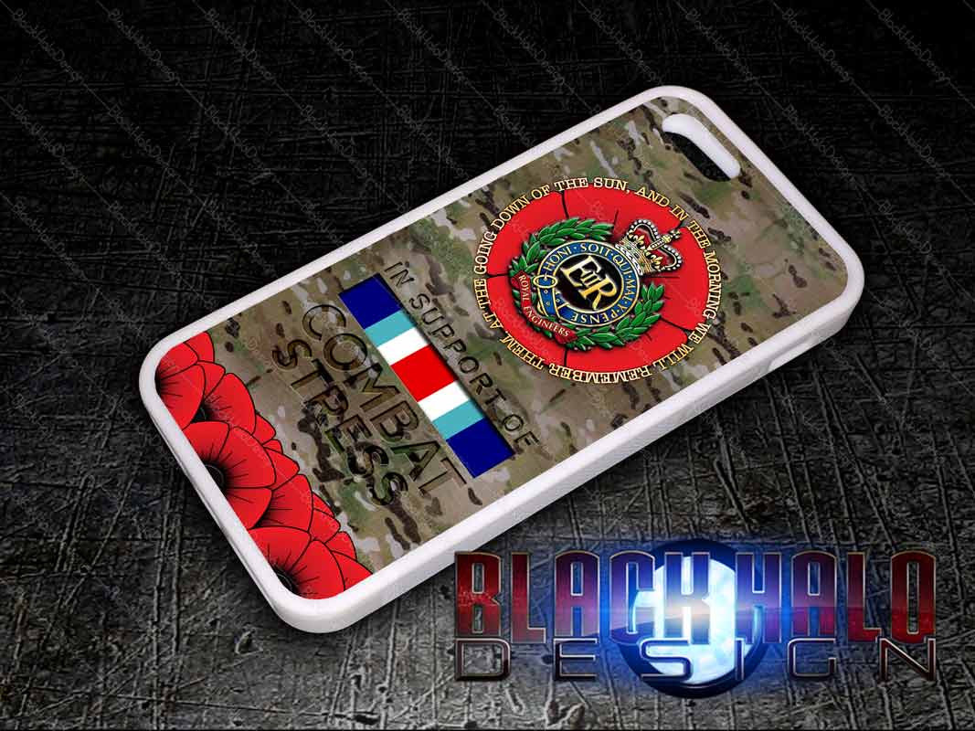 Royal Engineers: Multi-Cam Case/Cover for choice of Apple iPhone 4-6s Plus #In Support of Combat Stress - Black Halo Design