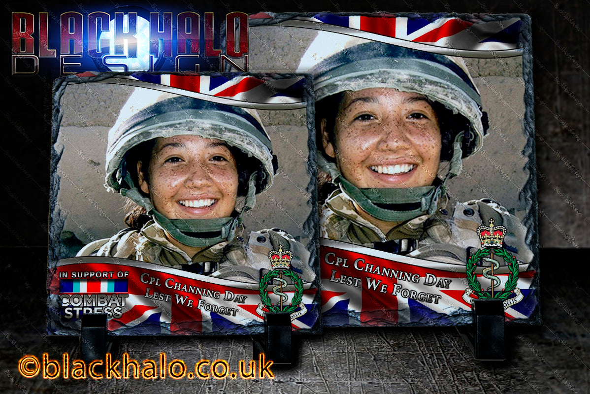 CPL Channing Day: Lest We Forget Natural Rock Slate with Stands