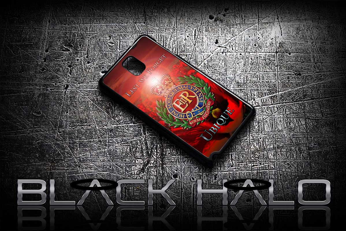 ★ THE ROYAL ENGINEERS - POPPY LEST WE FORGET★ COVER/CASE FOR SAMSUNG GALAXY NOTE 2 / NOTE 3 / NOTE 4 (ARMY) - Black Halo Design