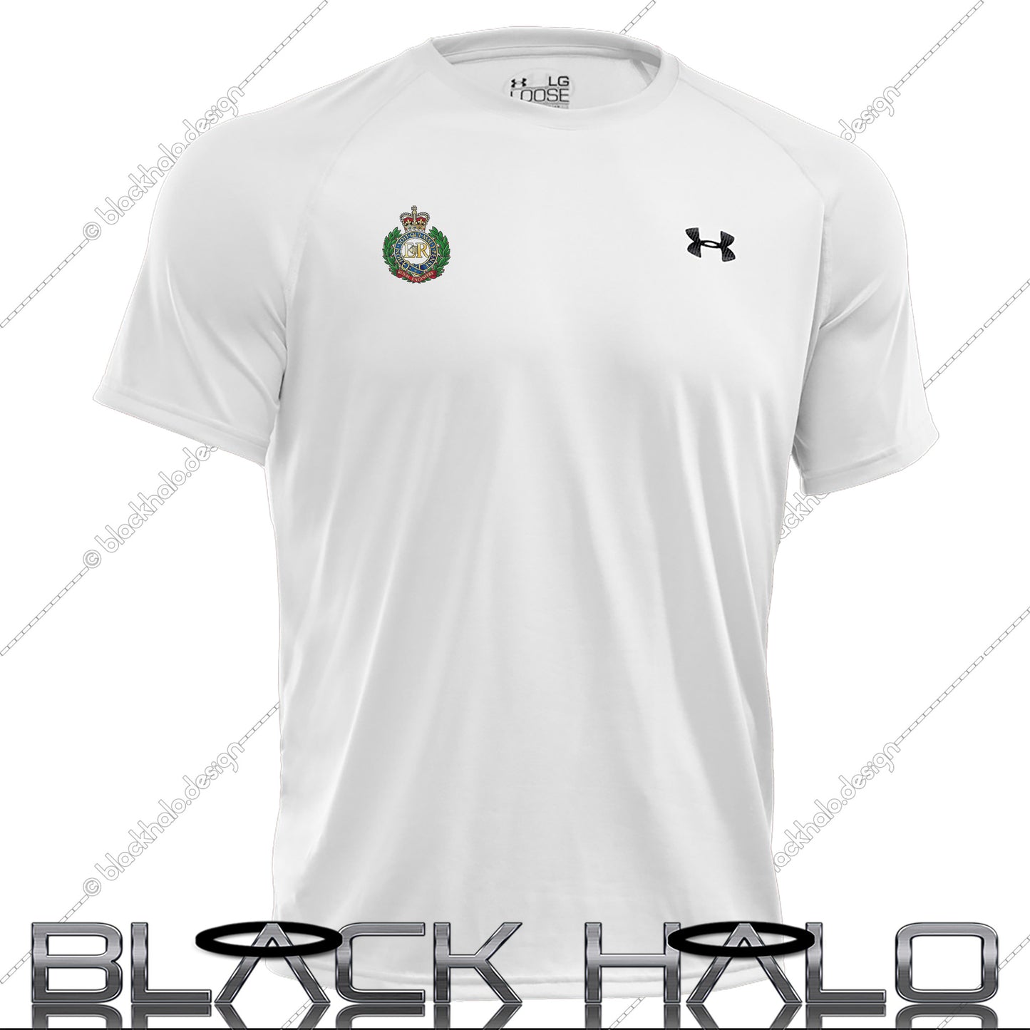 Royal Engineers Men's Under Armour UA Tech™ Short Sleeve T-Shirt (White) - Black Halo Design