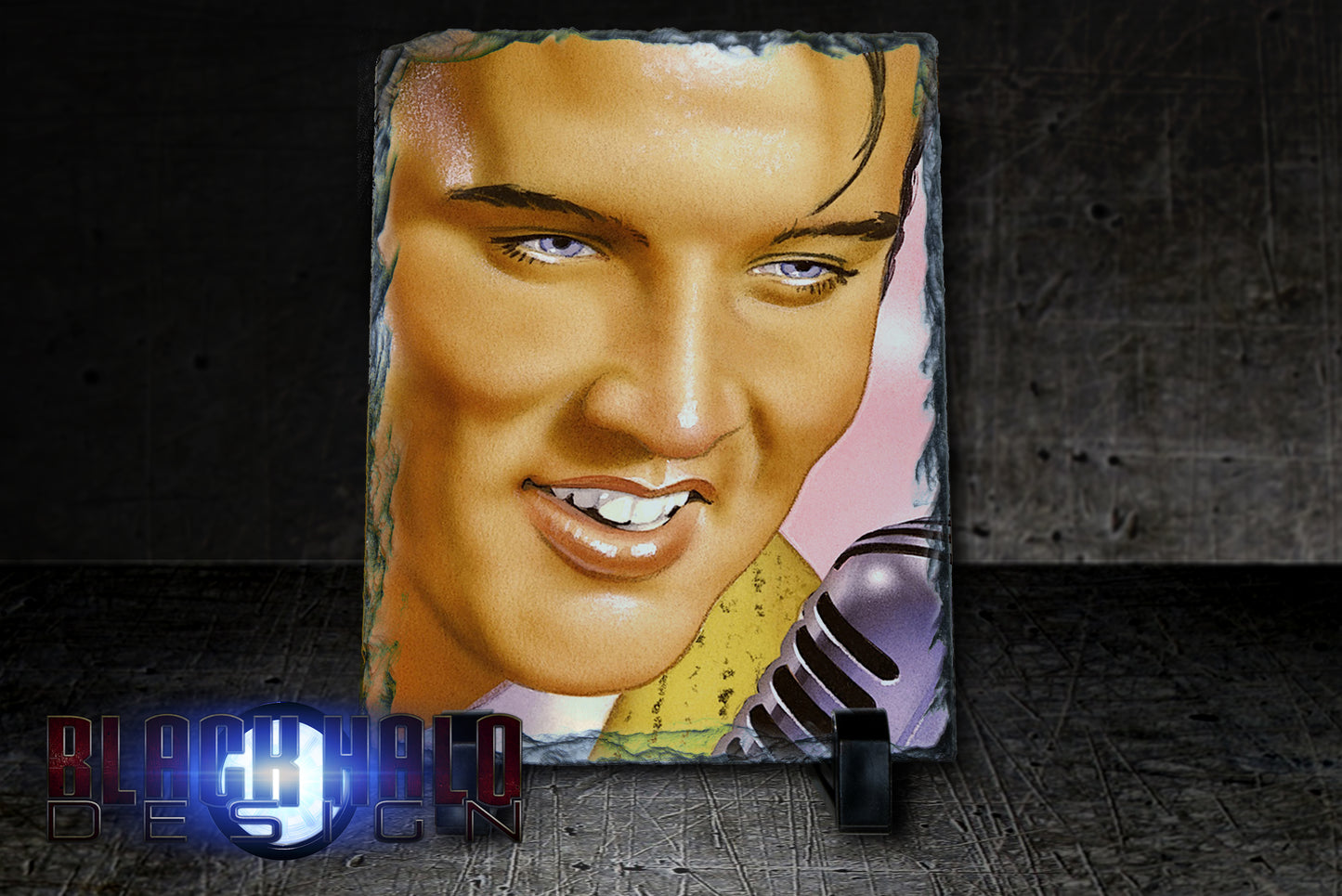Elvis Presley artwork on Natural Rock Slate