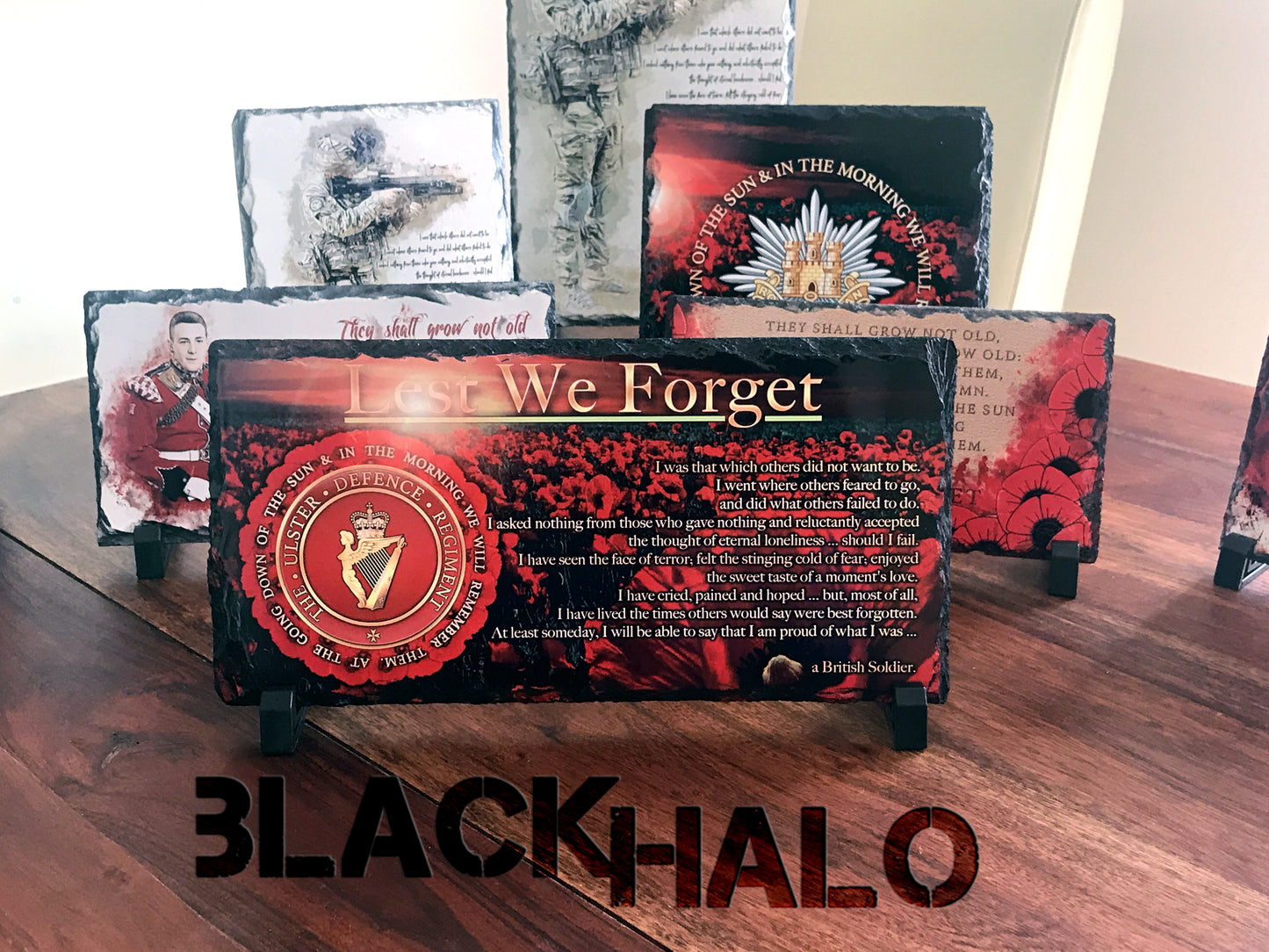 Ulster Defence Regiment (UDR): Lest We Forget Natural Rock Slate (120mm x 220mm) #POPPY