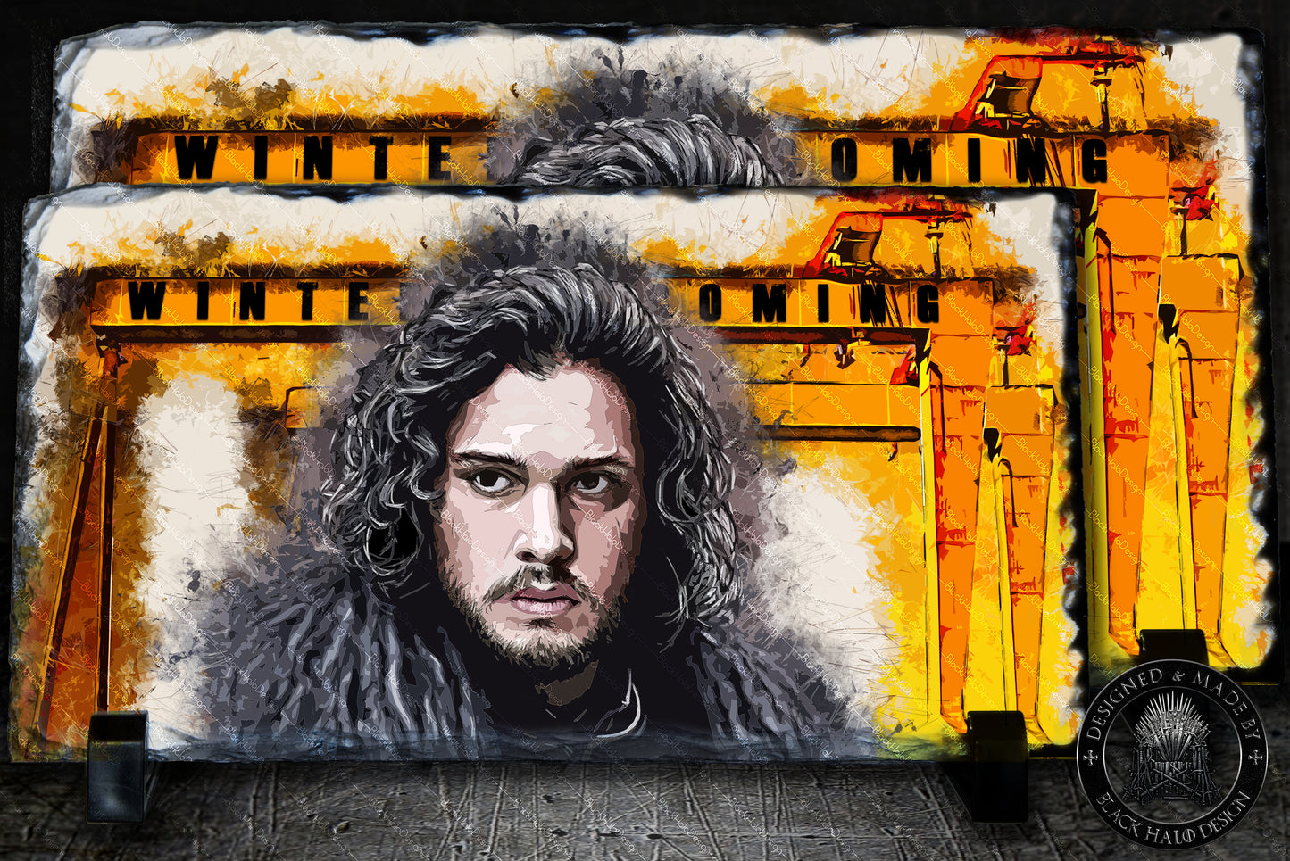 Jon Snow Belfast Crane: Winter is Coming Panoramic Natural Rock Slate
