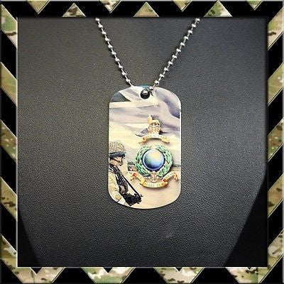 ★ ROYAL MARINES GLOBE & LAUREL DOG TAG NECKLACE/KEYRING (ARMY/HELP FOR HEROES) - Black Halo Design