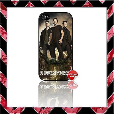 ★ SUPERNATURAL ★ COVER FOR IPHONE 4/4S SHELL CASE SAM, DEAN & CASTIEL #6 - Black Halo Design
