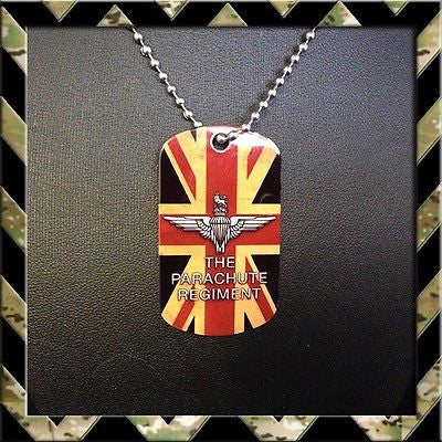 ★ UNION JACK PARACHUTE REGIMENT (PARA) ★ DOG TAG NECKLACE/KEYRING ARMY/NAVY/RAF - Black Halo Design
