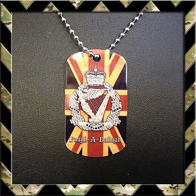 ★UNION JACK ROYAL IRISH REGIMENT(RIR)★ DOG TAG NECKLACE/KEYRING FAUGH-A-BALLAGH - Black Halo Design