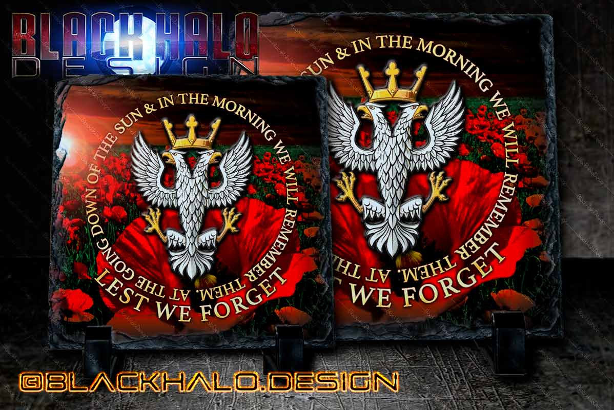 The Mercian Regiment: Lest we Forget: Poppy Natural Rock Slate with Stands #Somme