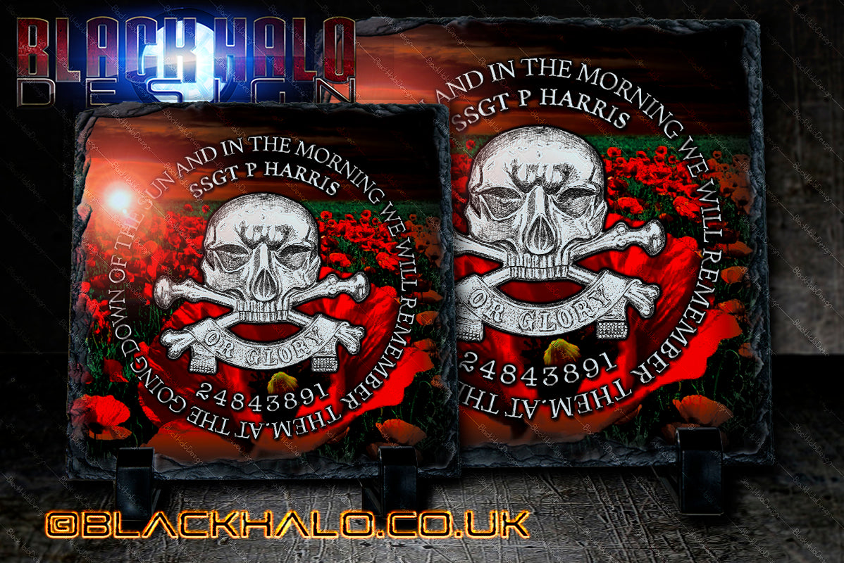 Personalised 17th - 21st Lancers Natural Rock Slate with Stands