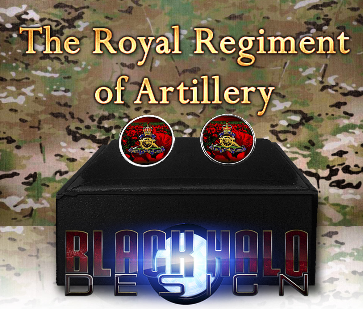 THE ROYAL REGIMENT OF ARTILLERY METAL CUFFLINKS #POPPY - Black Halo Design