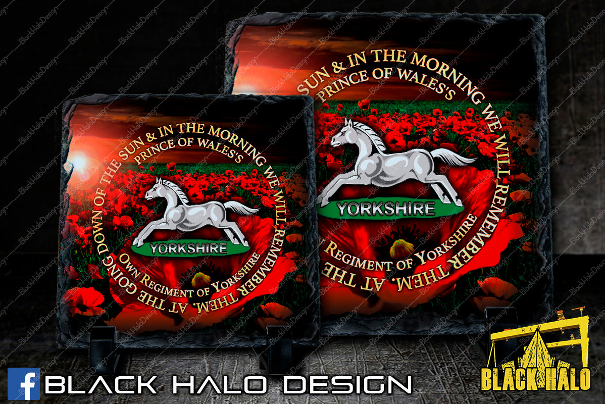 Prince of Wales's Own Regiment of Yorkshire Natural Rock Slate with Stands