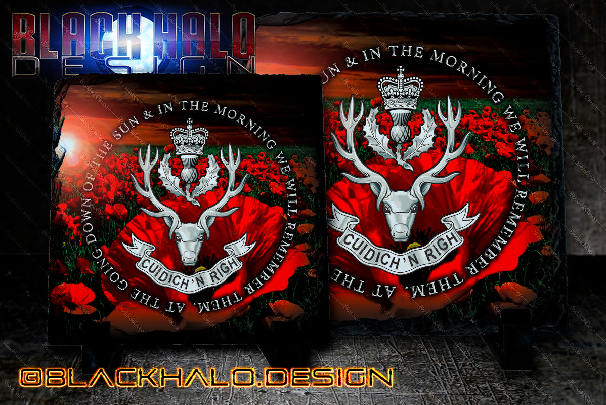 Queens Own Highlanders Natural Rock Slate with Stands