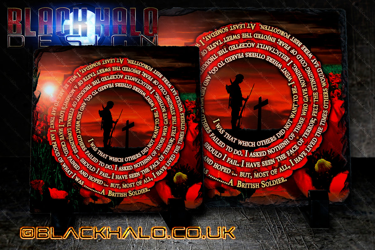 A British Soldiers Poem Natural Rock Slate with Stands