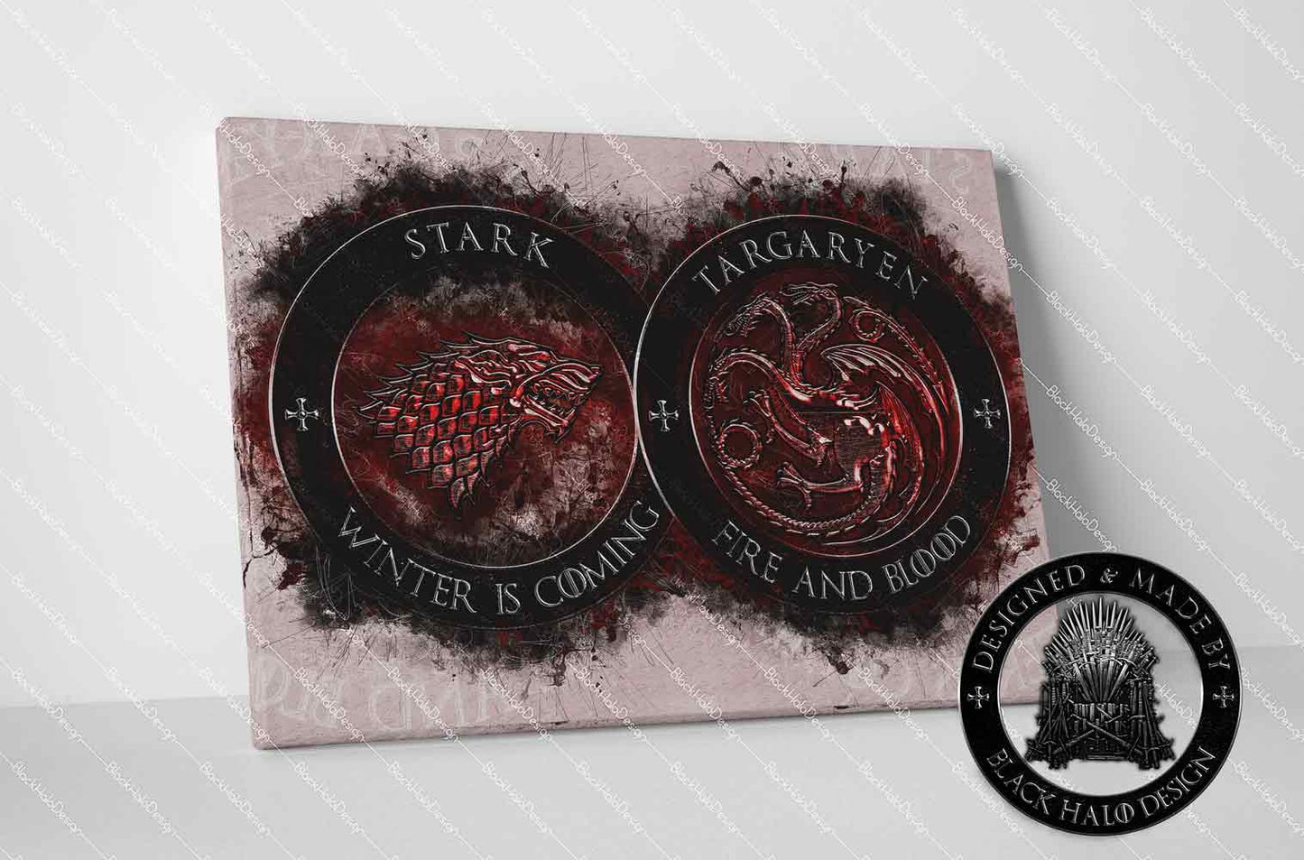 Game of Thrones Stark & Targaryen Timber Framed Canvas in choice of sizes