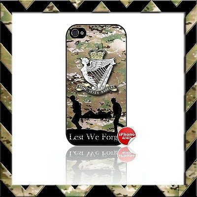 ★ THE ROYAL IRISH RANGERS RIR SHELL/CASE/COVER FOR APPLE IPHONE 4/4S CAMO#5 - Black Halo Design