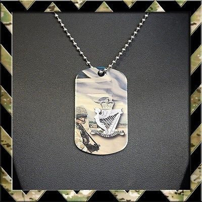 ★ THE ROYAL IRISH RANGERS(RIR) DOG TAG NECKLACE/KEYRING (ARMY/HELP FOR HEROES) - Black Halo Design