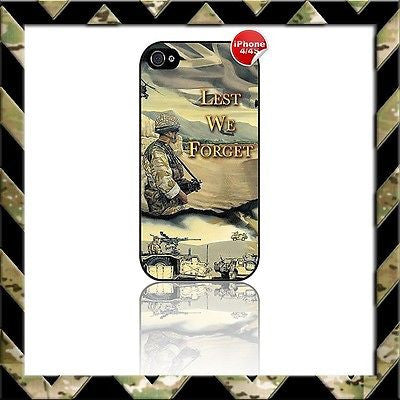 ★ LEST WE FORGET ★ PHONE COVER FOR APPLE IPHONE 4/4S CASE ARMY/NAVY/RAF H4H - Black Halo Design