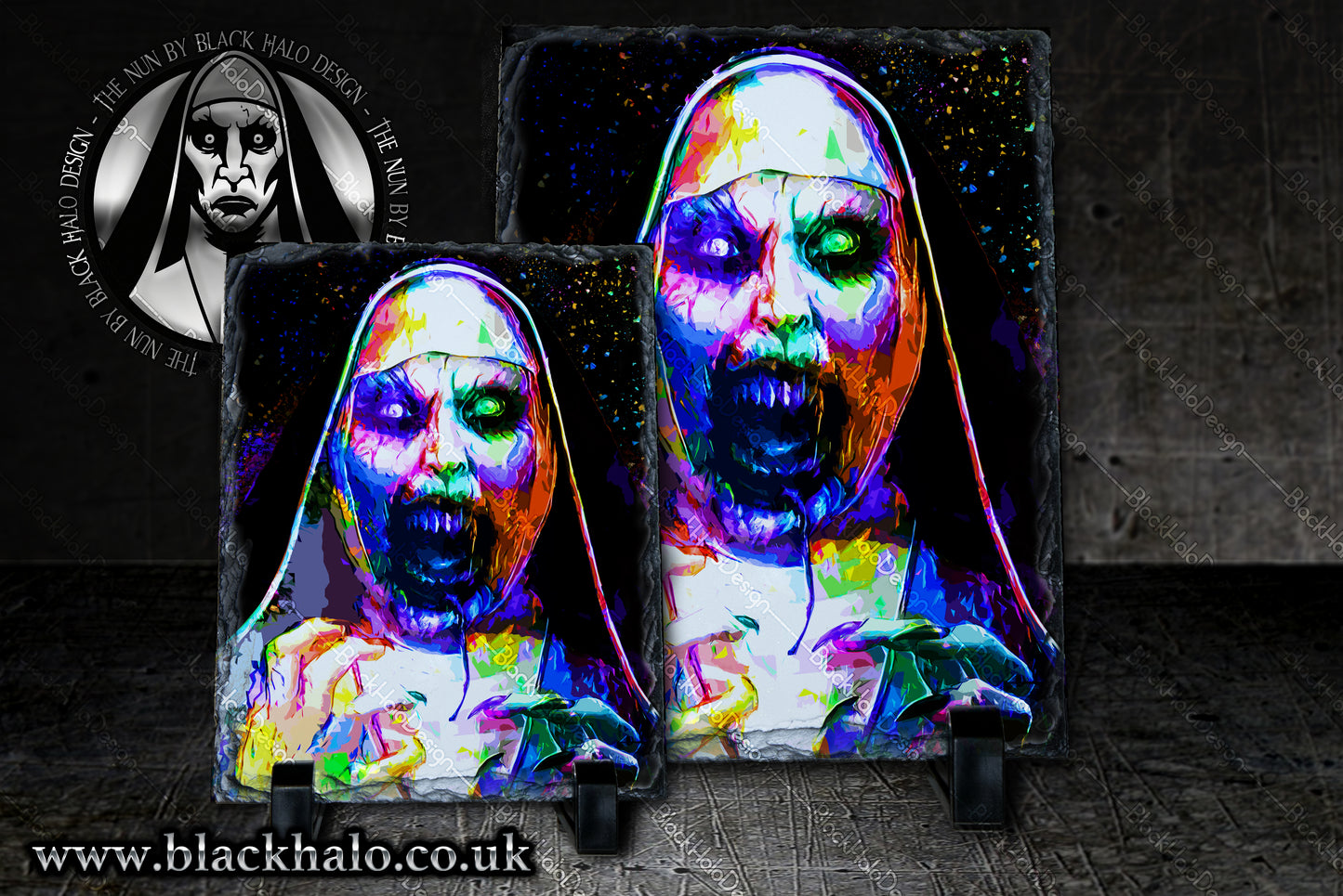 The Nun: Valak artwork on Natural Rock Slate