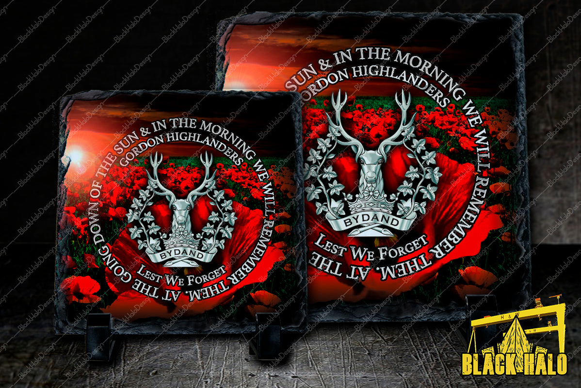 Gordon Highlanders Natural Rock Slate with Display Stands