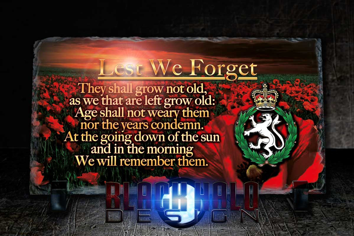 The Woman's Royal Army Corps: Lest We Forget Natural Rock Slate (120mm x 220mm) #POPPY - Black Halo Design
