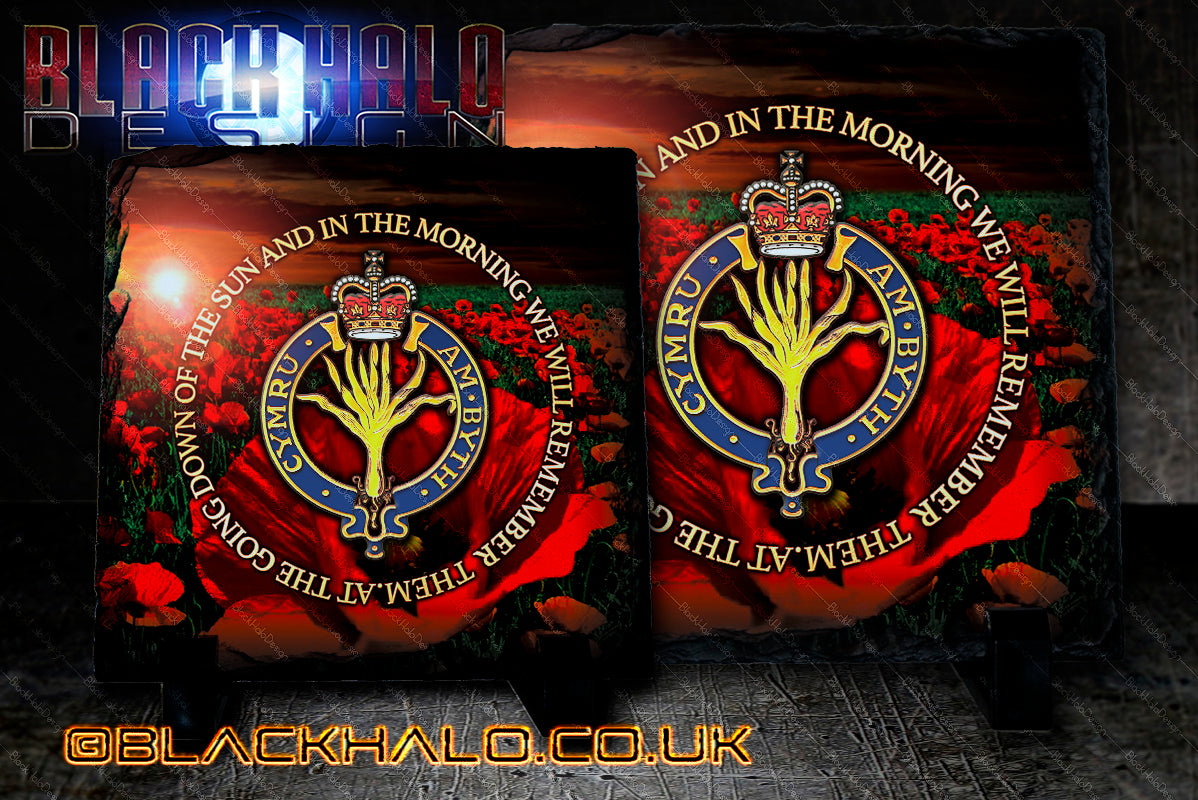 Welsh Guards Natural Rock Slate with Stands