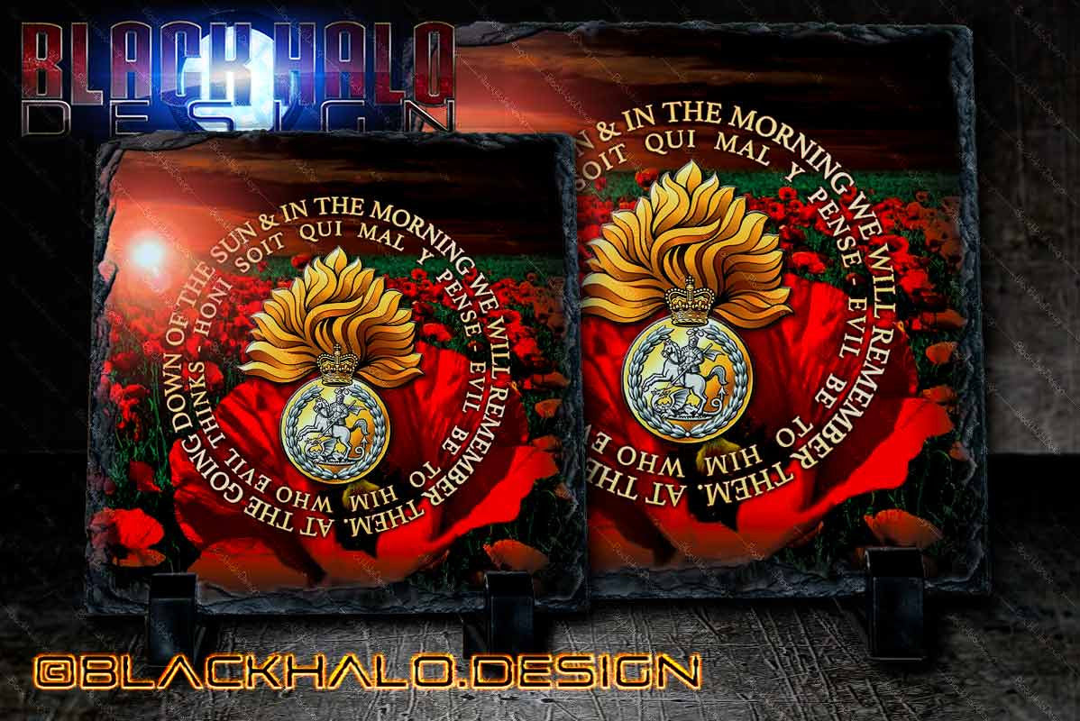 Royal Regiment of Fusiliers: Poppy: Lest We Forget Natural Rock Slate