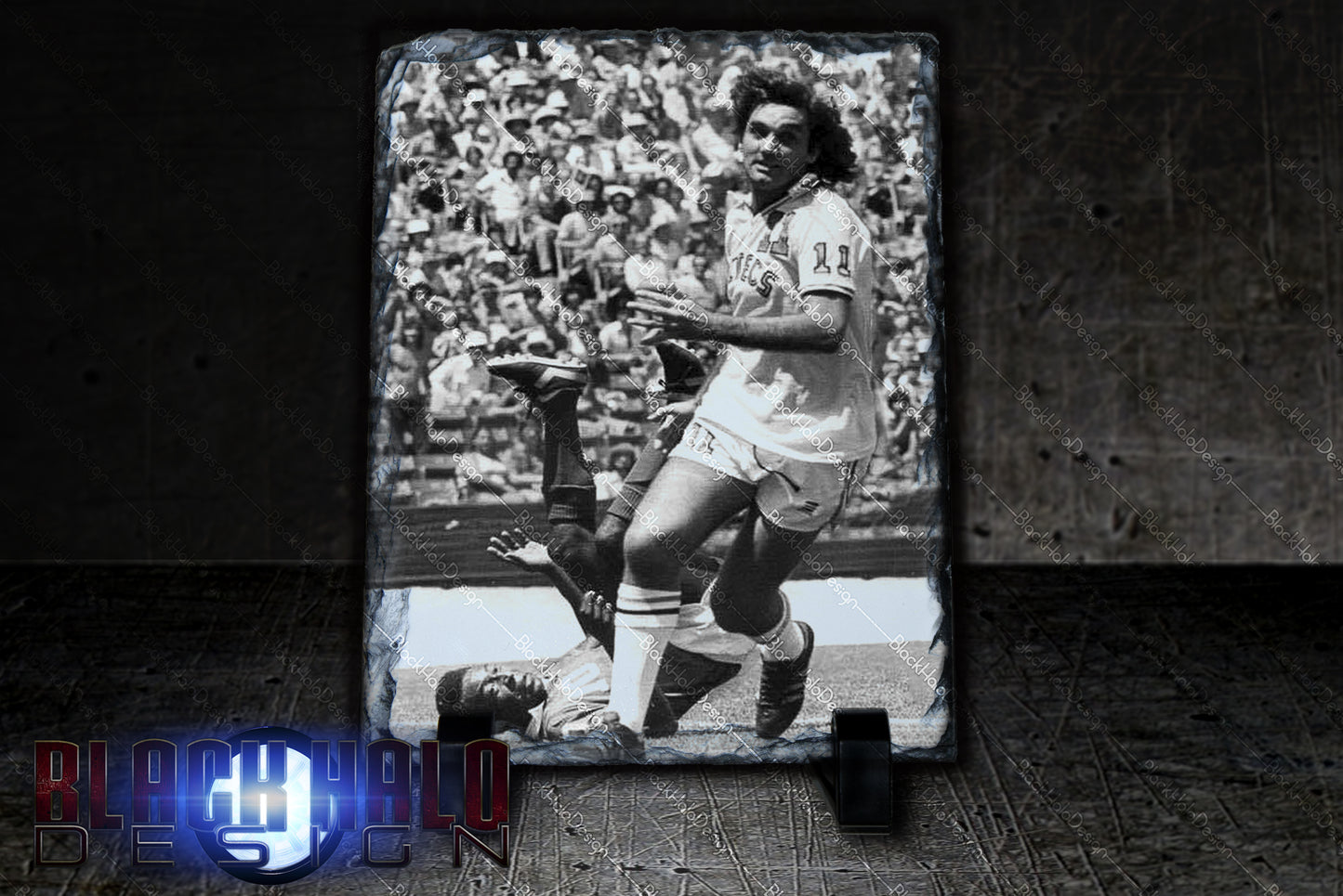 George Best Rectangular Natural Rock Slate with stands