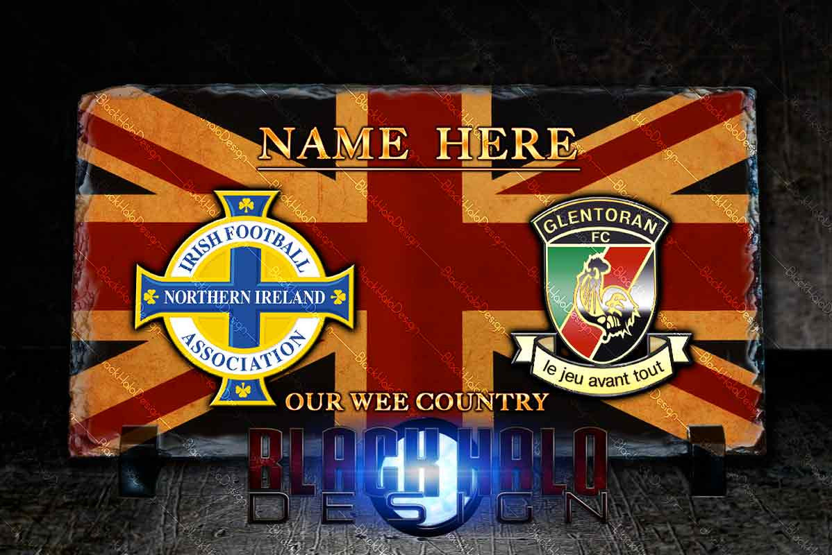 PERSONALISED: Northern Ireland - Glentoran FC: Union Jack Natural Rock Slate #OurWeeCountry
