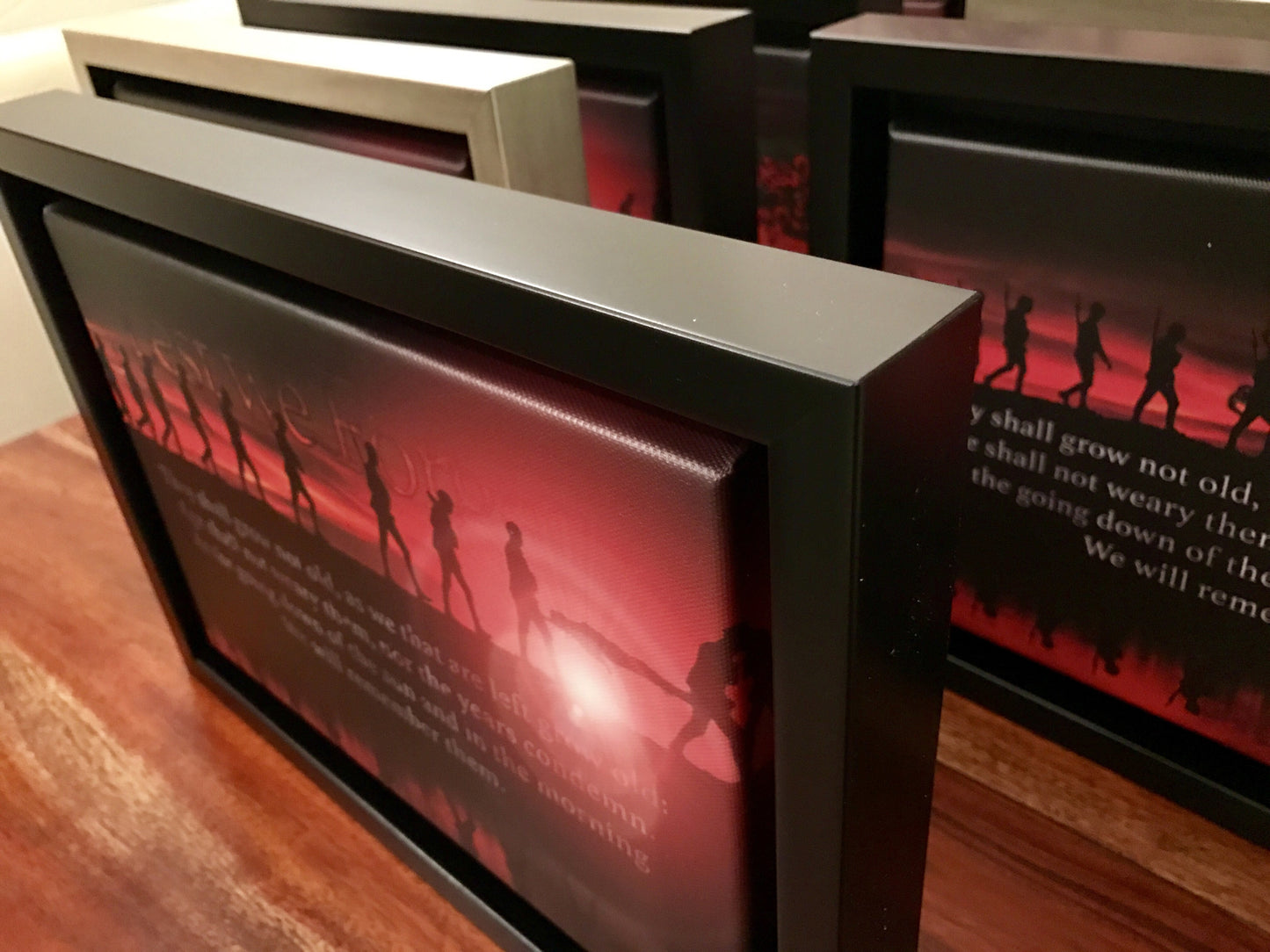 Lest We Forget Somme Soldiers Timber Framed Canvas with black floating shadow frame