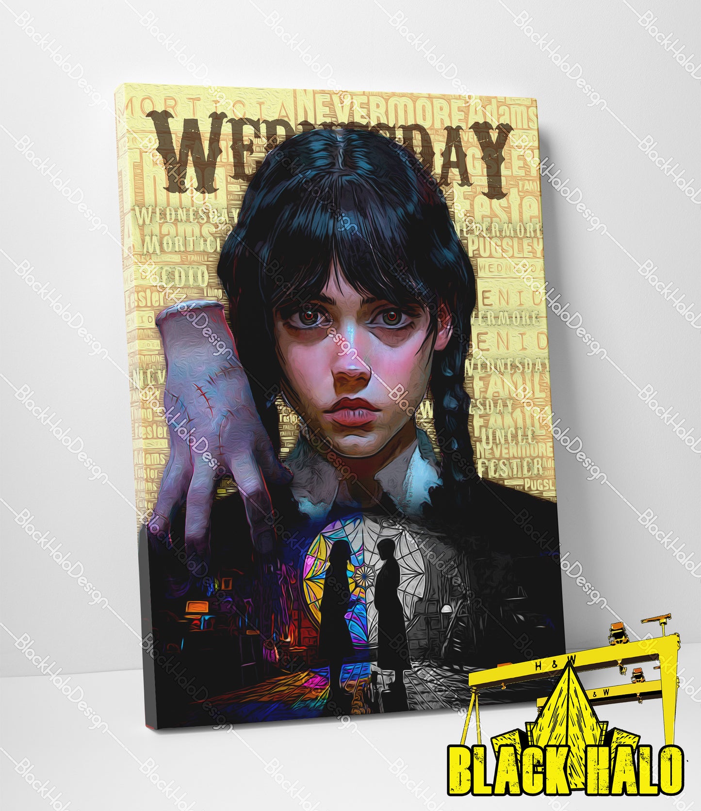 Wednesday inspired Timber Framed Canvas