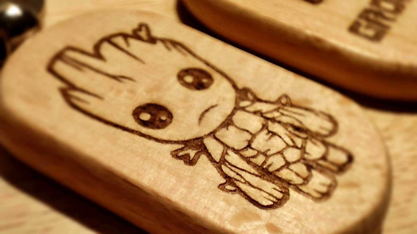 I was Groot engraved hardwood keyring