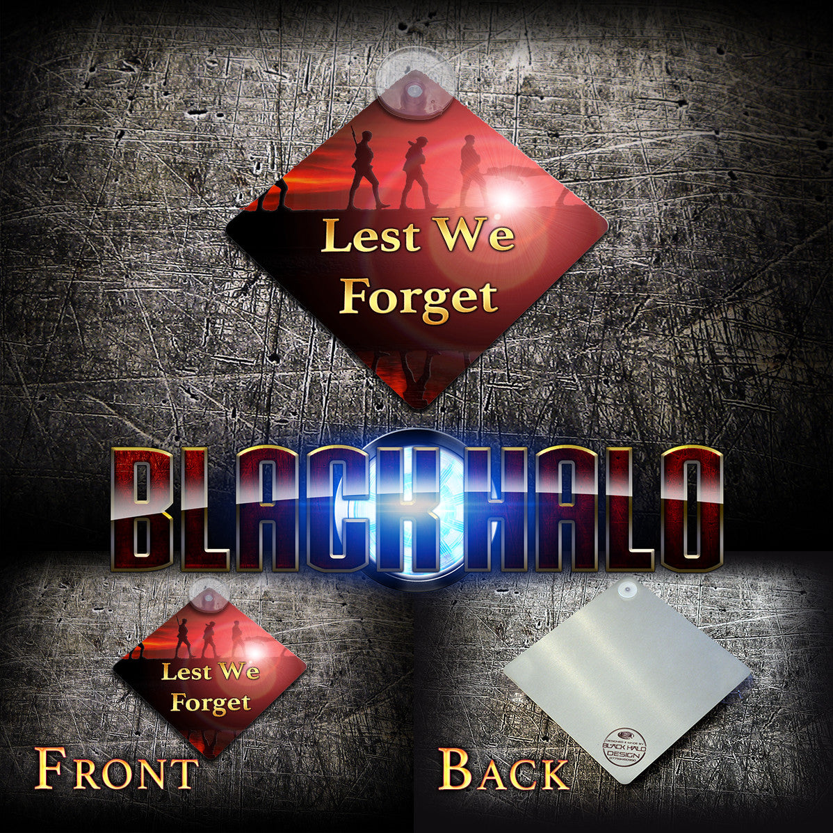 Lest We Forget Metal Car Window Sign with Suction Cup #Somme #Army - Black Halo Design