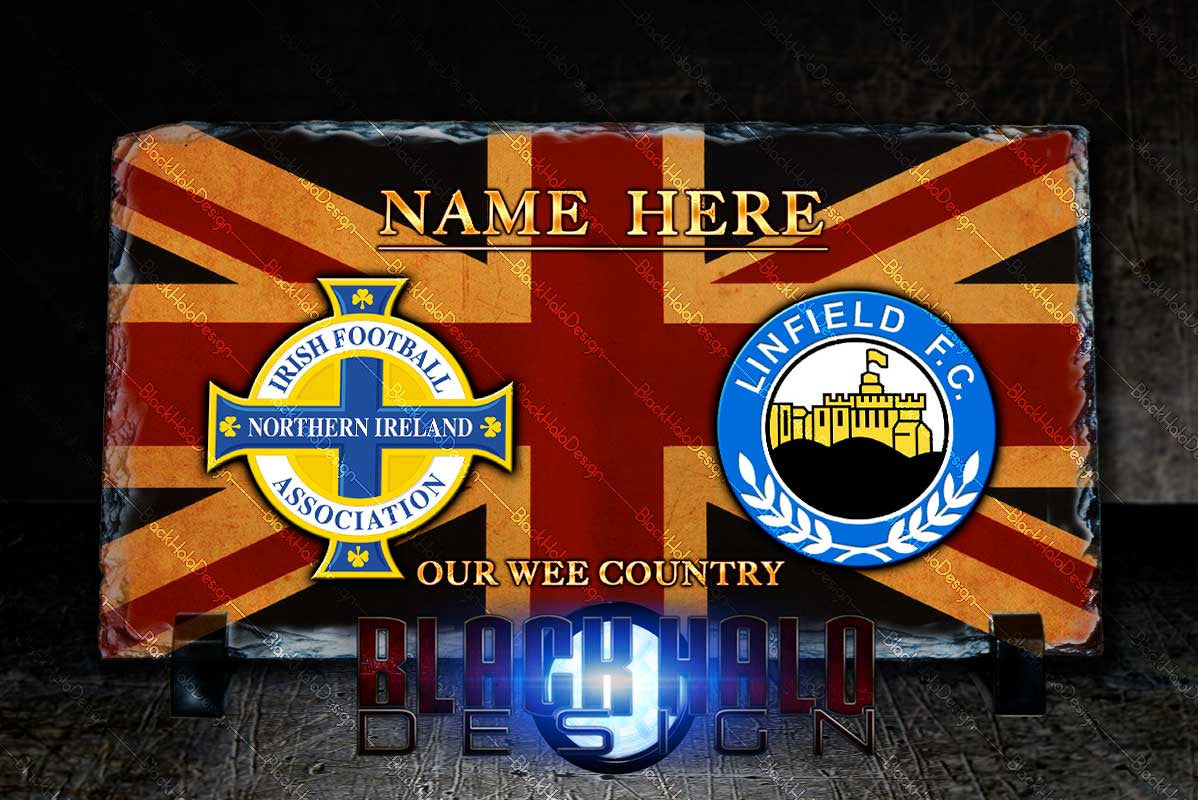 PERSONALISED: Northern Ireland - Linfield FC: Union Jack Natural Rock Slate #OurWeeCountry #TheBlues