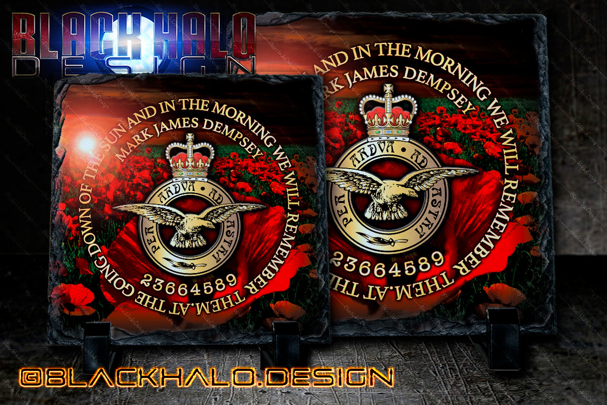 Personalised: Royal Air Force (RAF) Natural Rock Slate with Stands