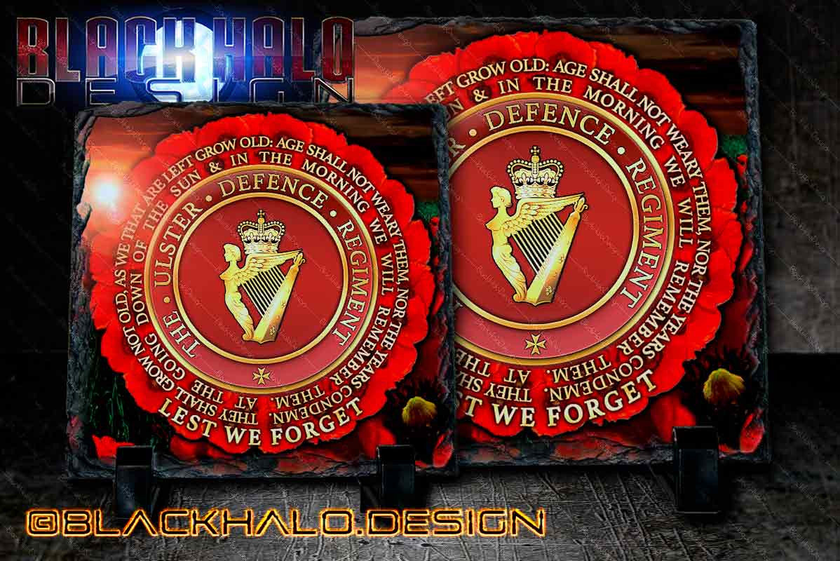 Choice of Ulster Defence Regiment:UDR Natural Rock Slate with Stands